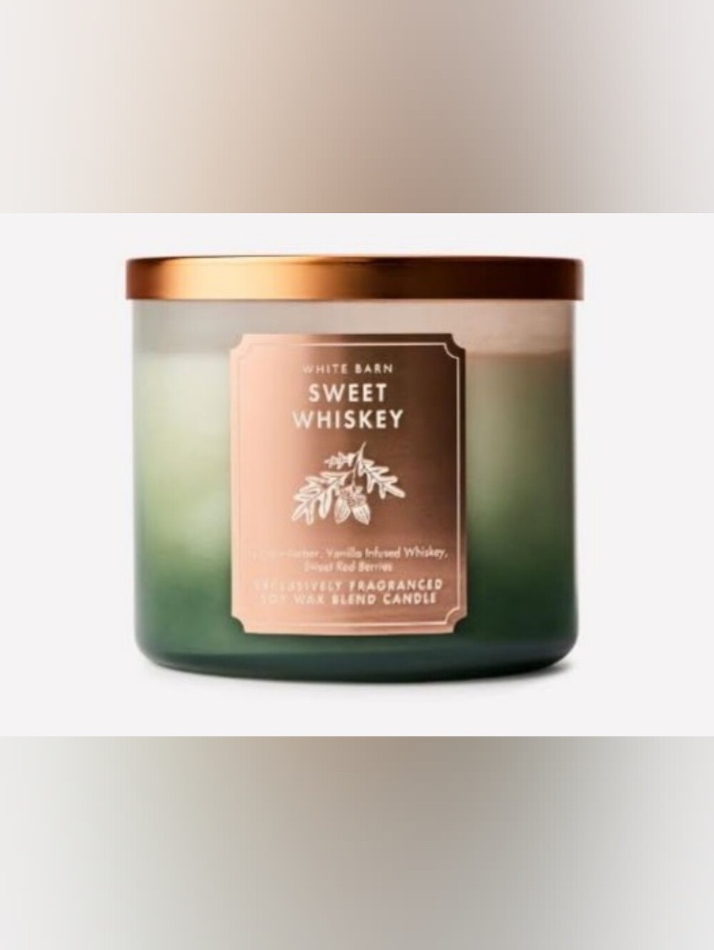 White Barn Sweet Whiskey Candle - Green with Copper Lid